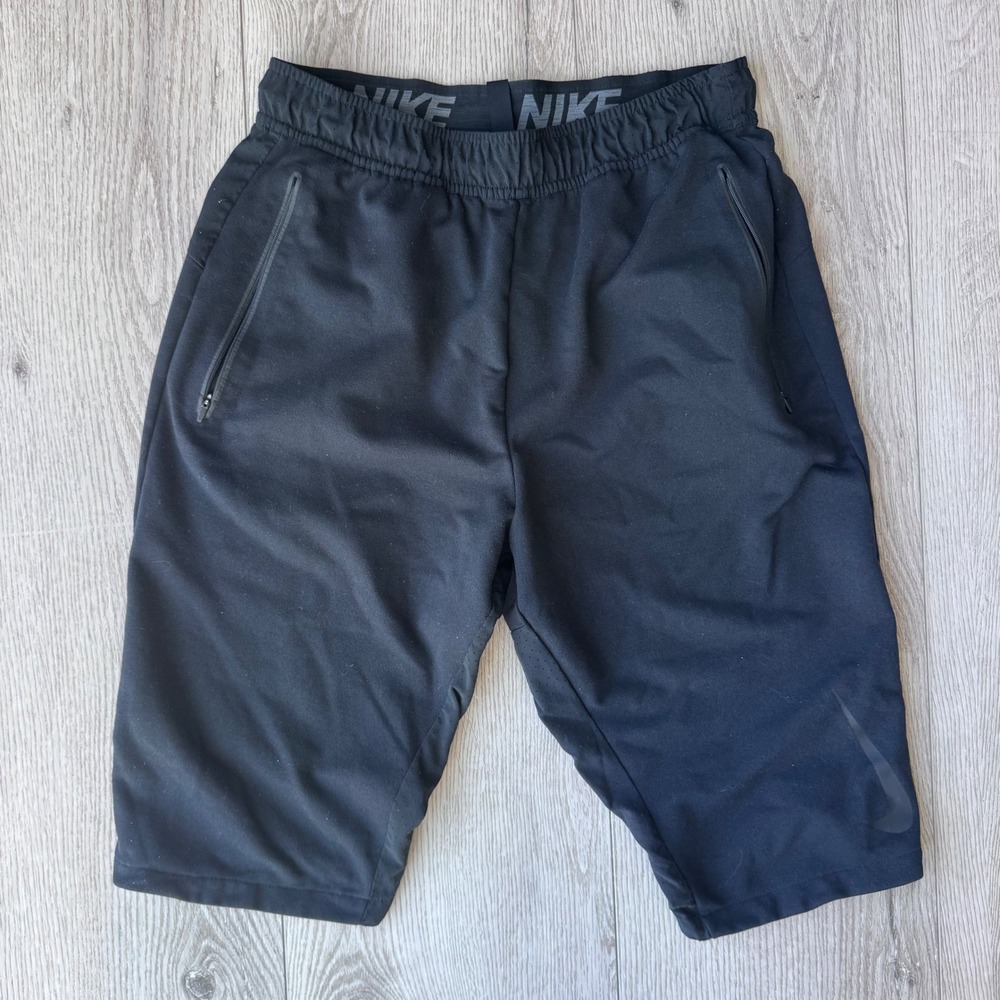 Nike Dri-FIT Mens Black Athletic Shorts Zipper Pockets Size Small